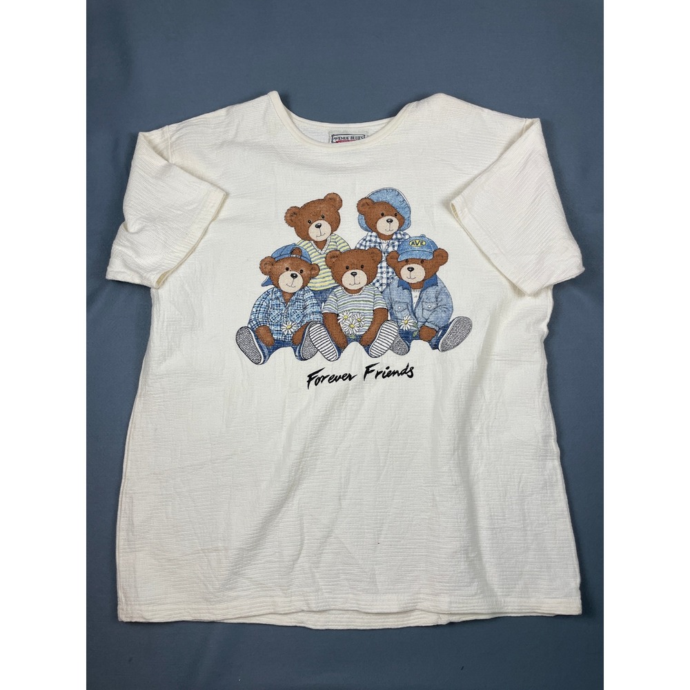 Avenue Blues Teddy Bear Graphic Sleep T-Shirt 90s Cottagecore Cream Cotton 18/20
